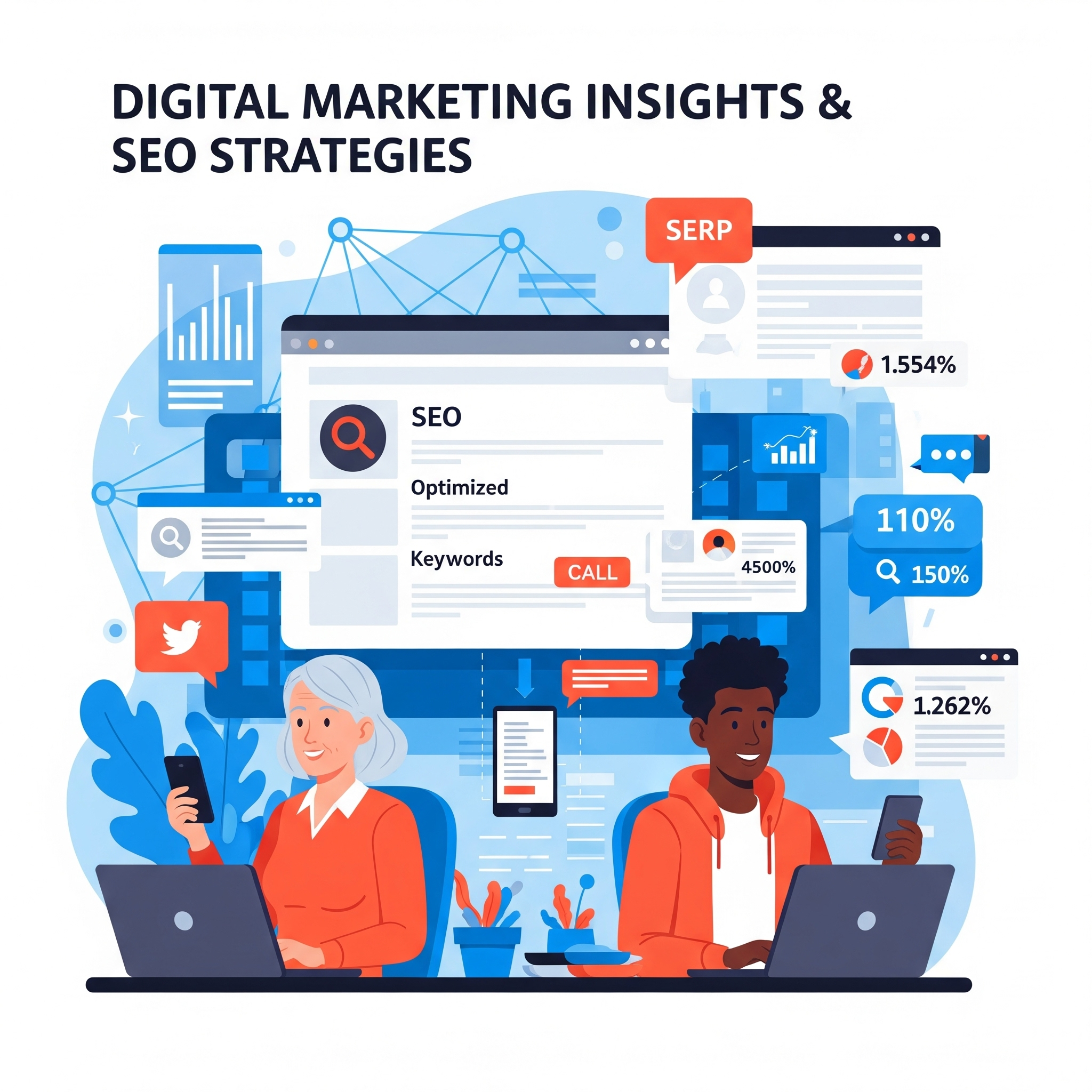 Digital marketing insights and SEO strategies illustration
