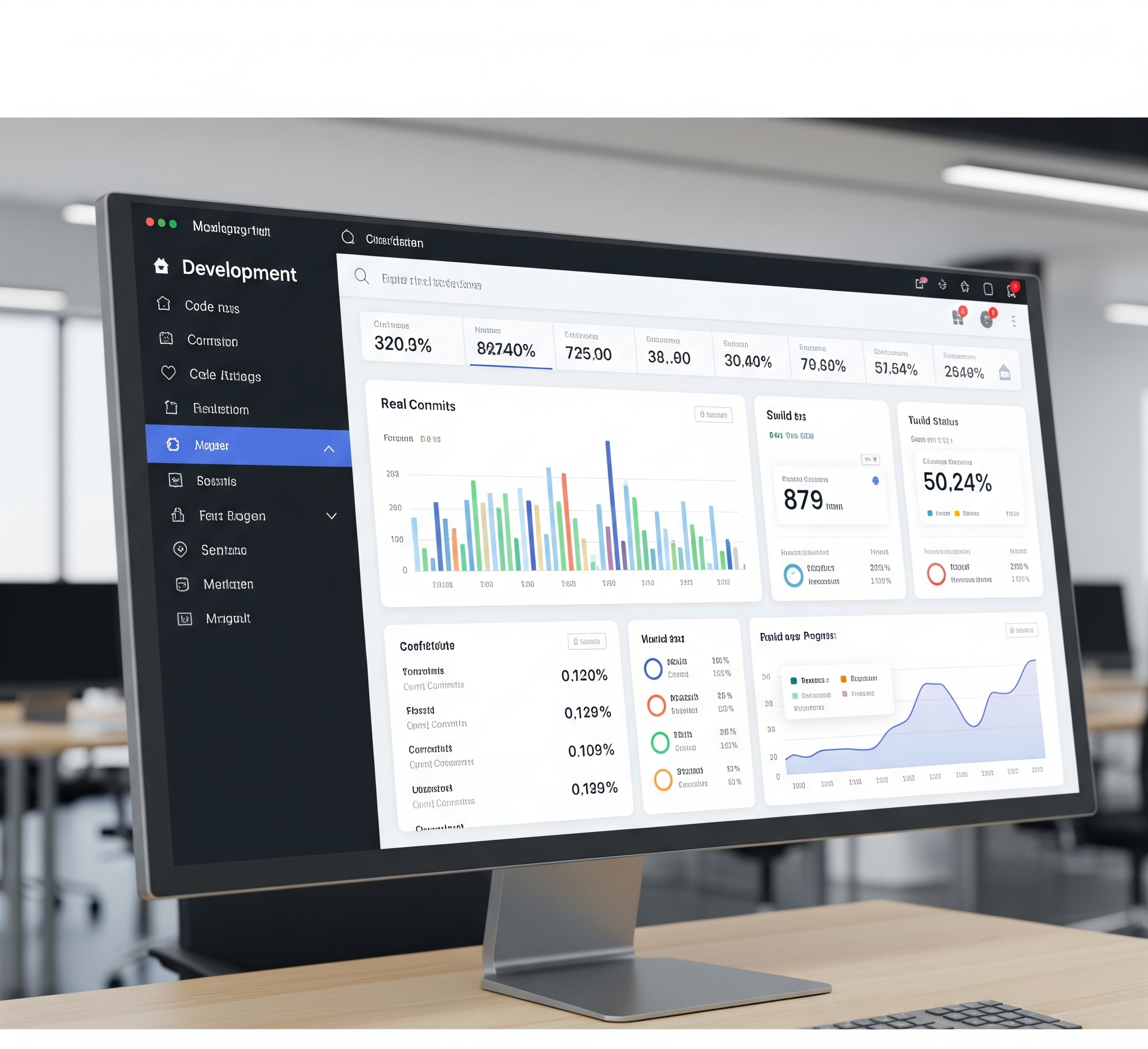 Modern Web Development Dashboard showing code editor and responsive design